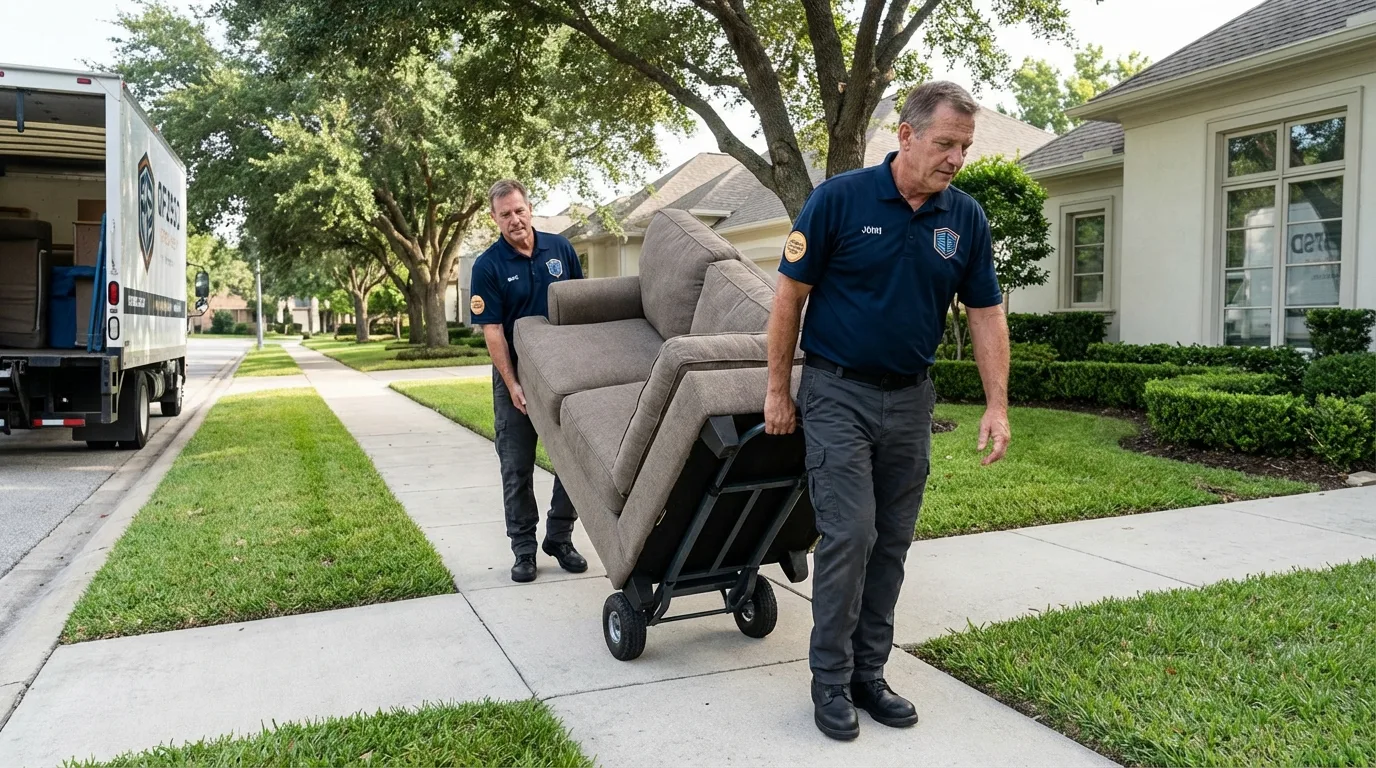 Local residential moving crew loading furniture in Crystal Lake, IL